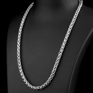 Silver Cable Linked Chain Necklace**Interlocking Wheat Chain* Minimalist*YB